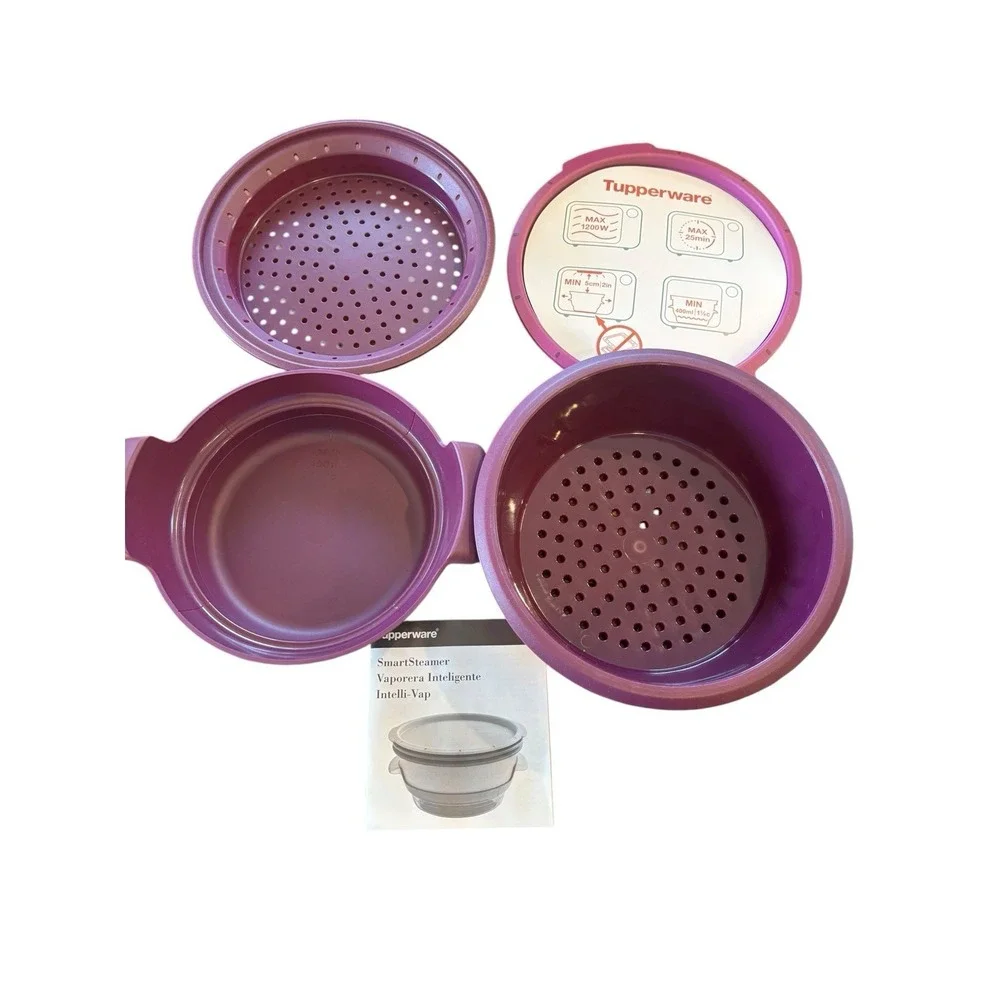 TUPPERWARE Microwave SMART STEAMER Purple Amethyst 99-8407 Bowl 4-Pc Set